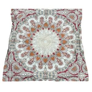Pottery Barn Valencia Medallion Euro Pillow Sham Set 2 Ivory Orange Red Cotton